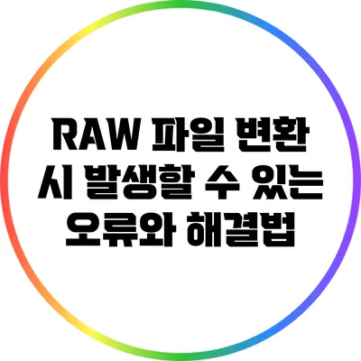 RAW 파일 변환 시 발생할 수 있는 오류와 해결법