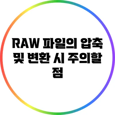 RAW 파일의 압축 및 변환 시 주의할 점