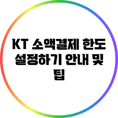 KT 소액결제 한도 설정하기: 안내 및 팁