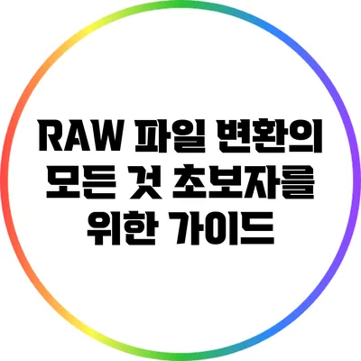 RAW 파일 변환의 모든 것: 초보자를 위한 가이드