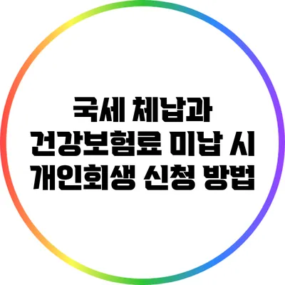 국세 체납과 건강보험료 미납 시 개인회생 신청 방법