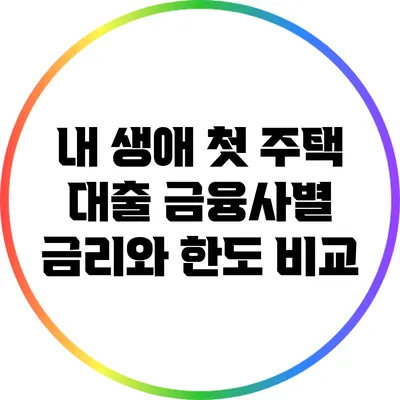 내 생애 첫 주택 대출: 금융사별 금리와 한도 비교