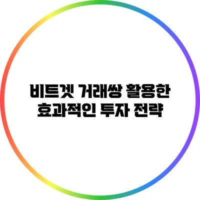 비트겟 거래쌍 활용한 효과적인 투자 전략