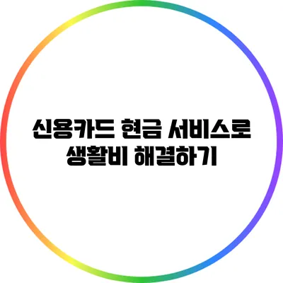 신용카드 현금 서비스로 생활비 해결하기