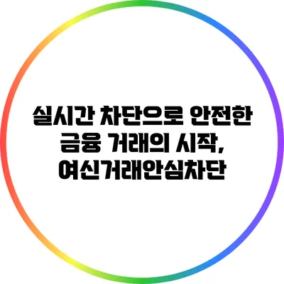 실시간 차단으로 안전한 금융 거래의 시작, 여신거래안심차단