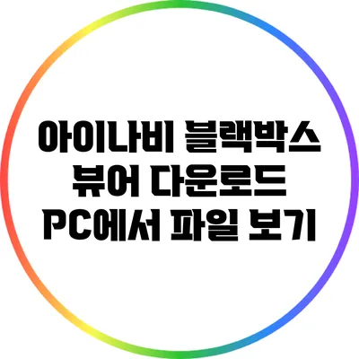 아이나비 블랙박스 뷰어 다운로드: PC에서 파일 보기