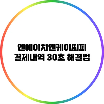 엔에이치엔케이씨피 결제내역 30초 해결법