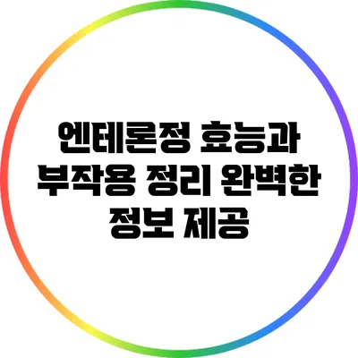 엔테론정 효능과 부작용 정리: 완벽한 정보 제공