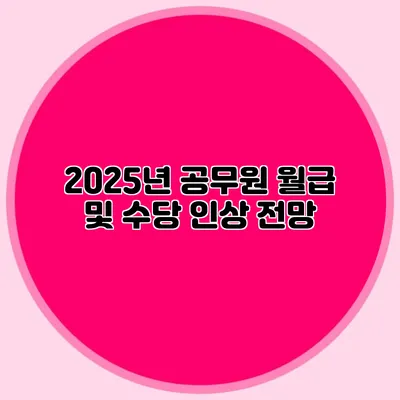 2025년 공무원 월급 및 수당 인상 전망