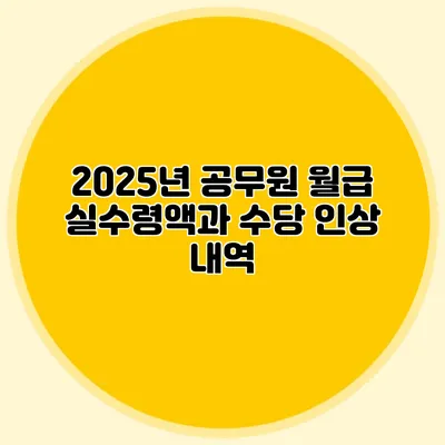 2025년 공무원 월급 실수령액과 수당 인상 내역
