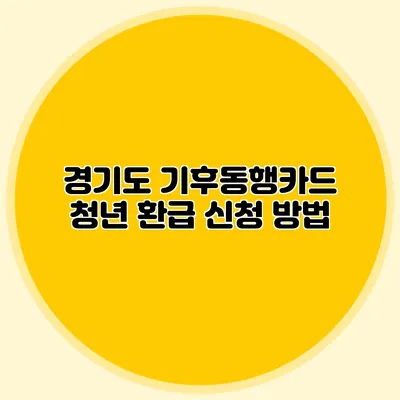 경기도 기후동행카드 청년 환급 신청 방법