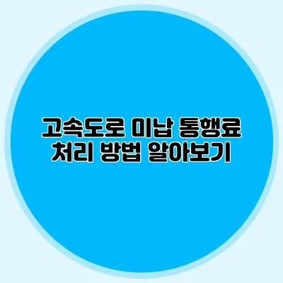 고속도로 미납 통행료 처리 방법 알아보기