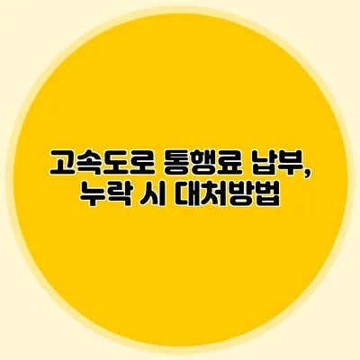 고속도로 통행료 납부, 누락 시 대처방법