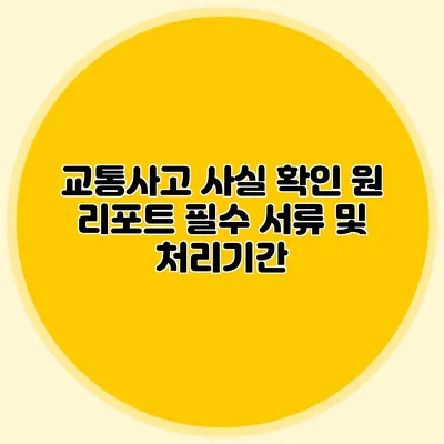 교통사고 사실 확인 원 리포트 필수 서류 및 처리기간