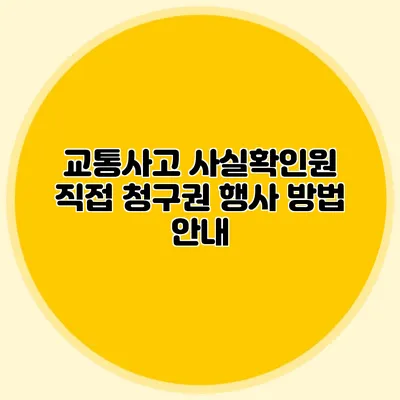 교통사고 사실확인원 직접 청구권 행사 방법 안내