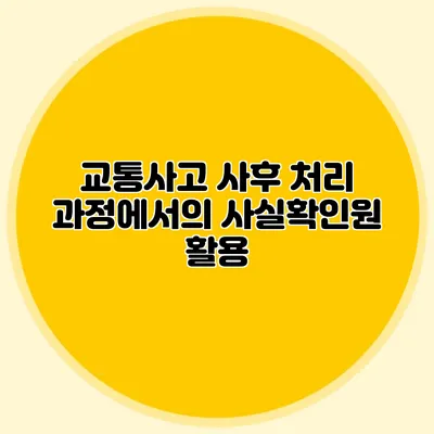 교통사고 사후 처리 과정에서의 사실확인원 활용