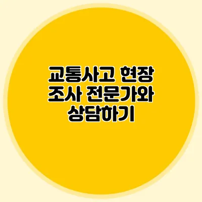 교통사고 현장 조사 전문가와 상담하기