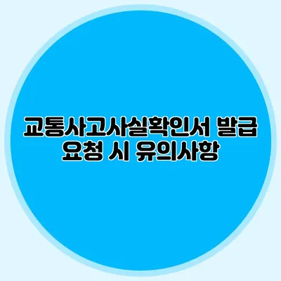 교통사고사실확인서 발급 요청 시 유의사항