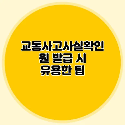 교통사고사실확인원 발급 시 유용한 팁