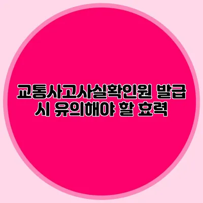 교통사고사실확인원 발급 시 유의해야 할 효력