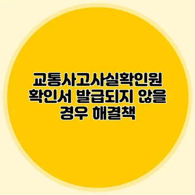 교통사고사실확인원 확인서 발급되지 않을 경우 해결책