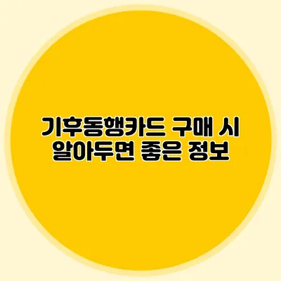 기후동행카드 구매 시 알아두면 좋은 정보