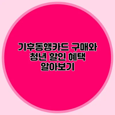 기후동행카드 구매와 청년 할인 혜택 알아보기