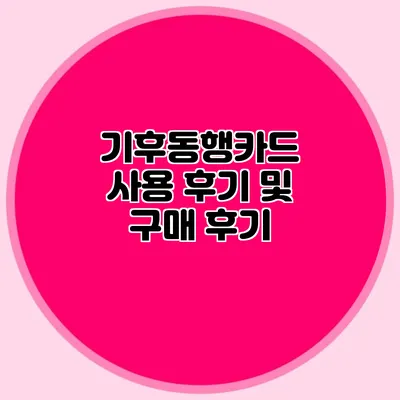 기후동행카드 사용 후기 및 구매 후기