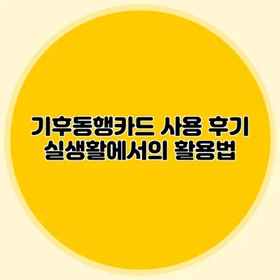 기후동행카드 사용 후기 실생활에서의 활용법