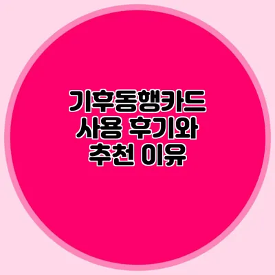 기후동행카드 사용 후기와 추천 이유