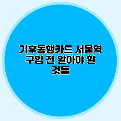 기후동행카드 서울역 구입 전 알아야 할 것들