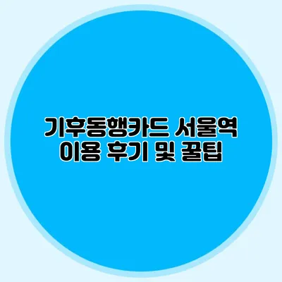 기후동행카드 서울역 이용 후기 및 꿀팁