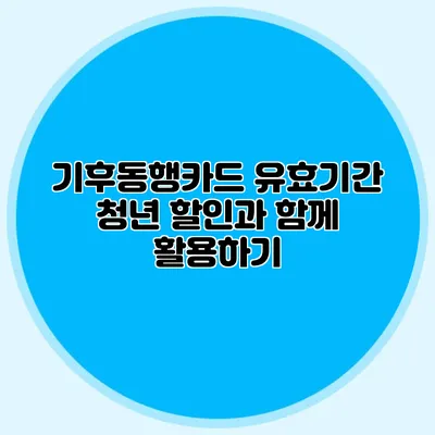 기후동행카드 유효기간 청년 할인과 함께 활용하기