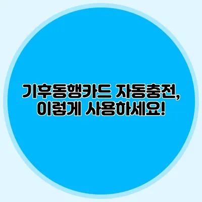 기후동행카드 자동충전, 이렇게 사용하세요!