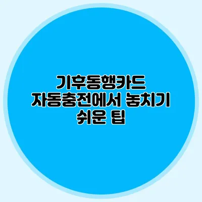 기후동행카드 자동충전에서 놓치기 쉬운 팁
