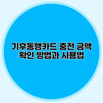 기후동행카드 충전 금액 확인 방법과 사용법
