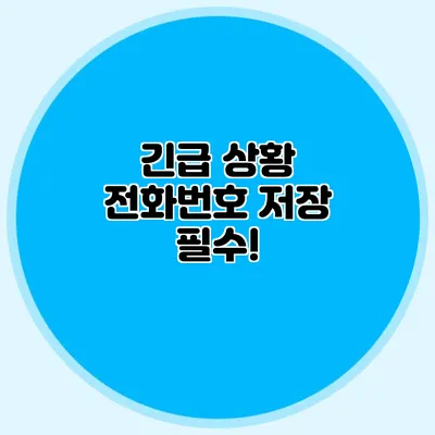 긴급 상황 전화번호 저장 필수!