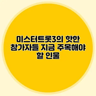 미스터트롯3의 핫한 참가자들 지금 주목해야 할 인물