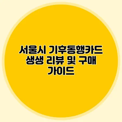 서울시 기후동행카드 생생 리뷰 및 구매 가이드