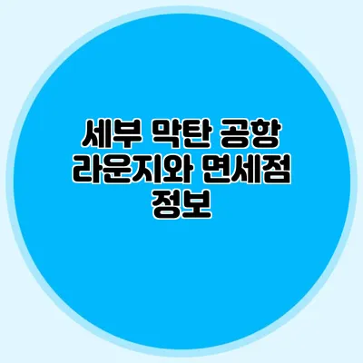 세부 막탄 공항 라운지와 면세점 정보