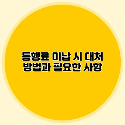 통행료 미납 시 대처 방법과 필요한 사항