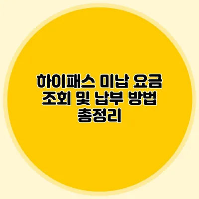 하이패스 미납 요금 조회 및 납부 방법 총정리