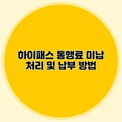 하이패스 통행료 미납 처리 및 납부 방법