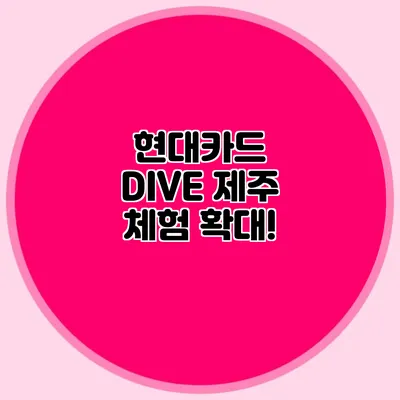 현대카드 DIVE 제주 체험 확대!