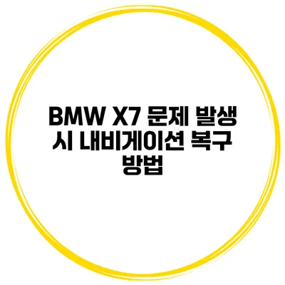 BMW X7 문제 발생 시 내비게이션 복구 방법