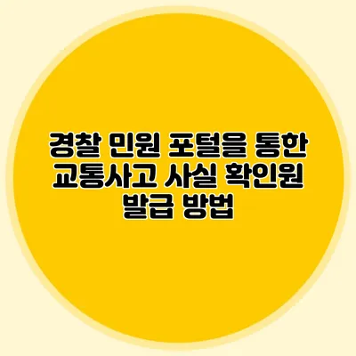 경찰 민원 포털을 통한 교통사고 사실 확인원 발급 방법