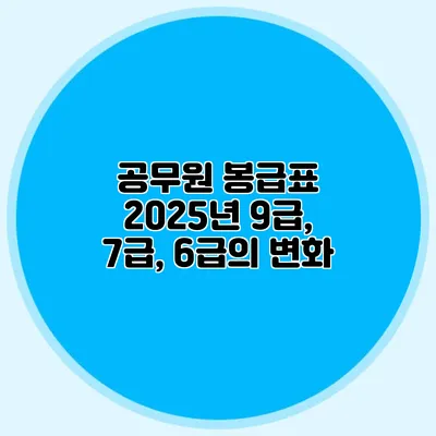 공무원 봉급표 2025년 9급, 7급, 6급의 변화