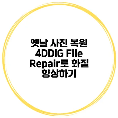 옛날 사진 복원 4DDiG File Repair로 화질 향상하기