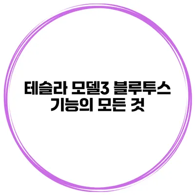 테슬라 모델3 블루투스 기능의 모든 것