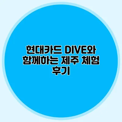 현대카드 DIVE와 함께하는 제주 체험 후기